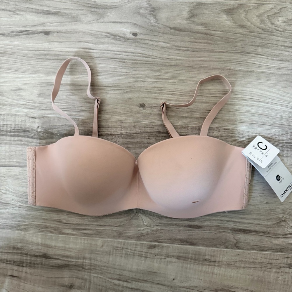 Chantelle EasyFeel Strapless Bra Nude 34C Smooth Cup Lace Back NWT